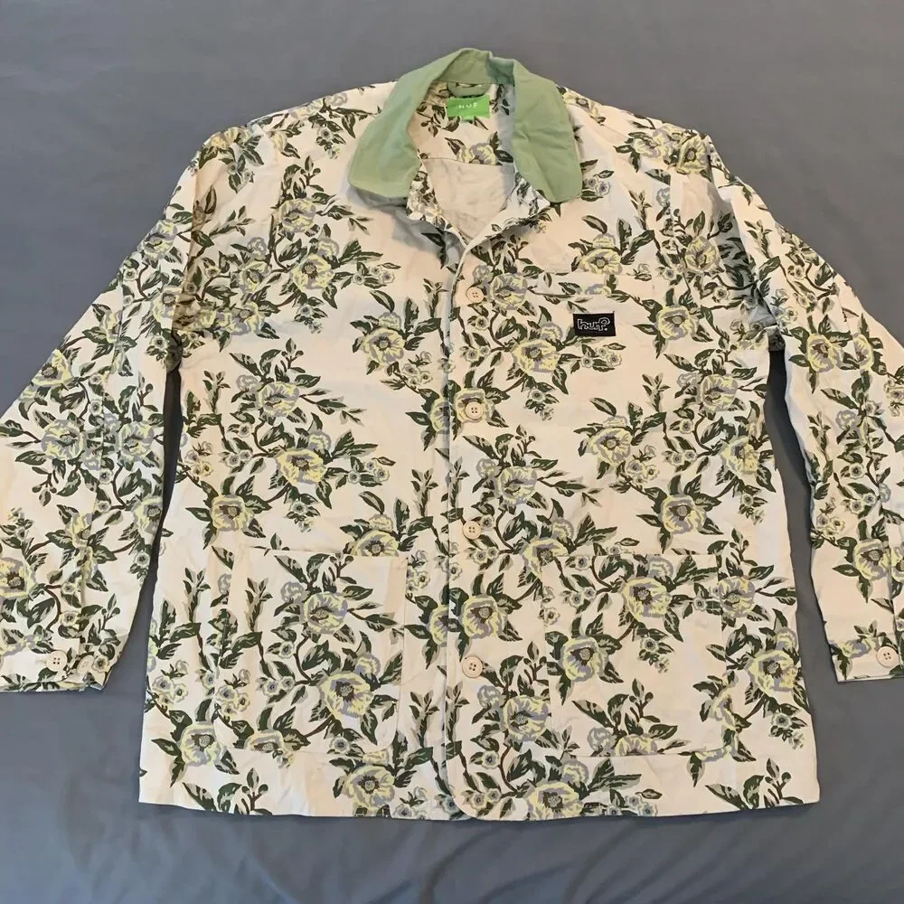 HUF Floral Chore Coat Jacket & Pants Set Mens XL/38 White Grafton Boyd‎ Skater